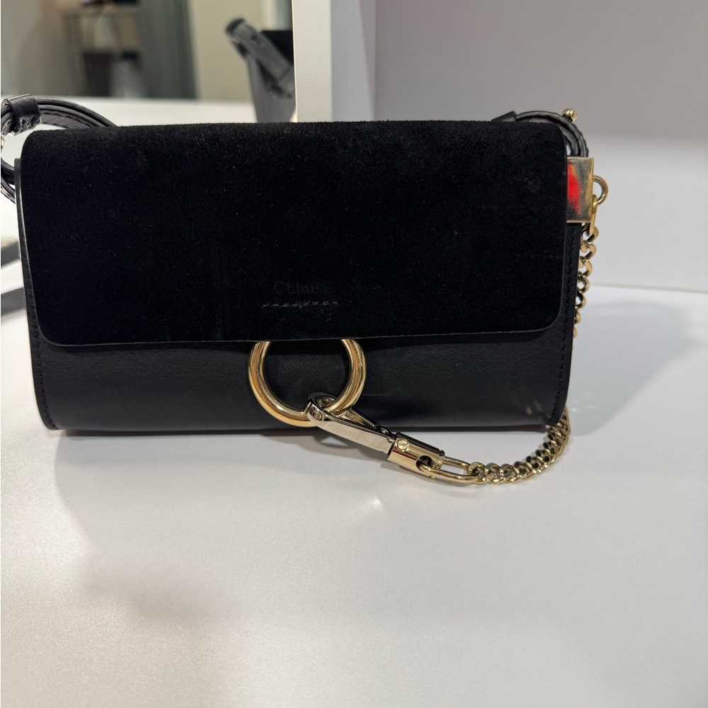Chloe Black Leather and Suede Crossbody Bag